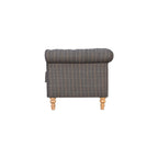 ARTISAN FURNITURE Pewter Tweed 2-Seater Handcrafted Chesterfield Sofa in Solid Mango Wood, B-Corp Certified, 150 x 76 x 80 cm