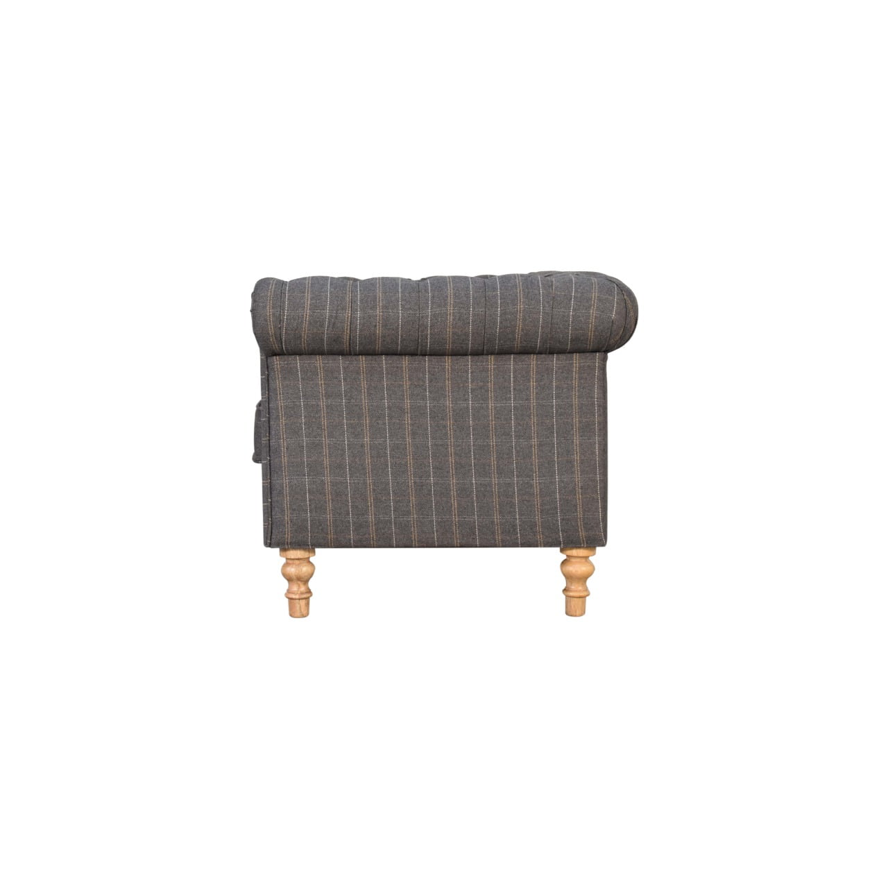 ARTISAN FURNITURE Pewter Tweed 2-Seater Handcrafted Chesterfield Sofa in Solid Mango Wood, B-Corp Certified, 150 x 76 x 80 cm