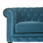 ARTISAN FURNITURE Teal Chesterfield 2-Seater Sofa | Velvet and Mango Wood