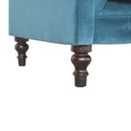 ARTISAN FURNITURE Teal Chesterfield 2-Seater Sofa | Velvet and Mango Wood