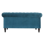 ARTISAN FURNITURE Teal Chesterfield 2-Seater Sofa | Velvet and Mango Wood