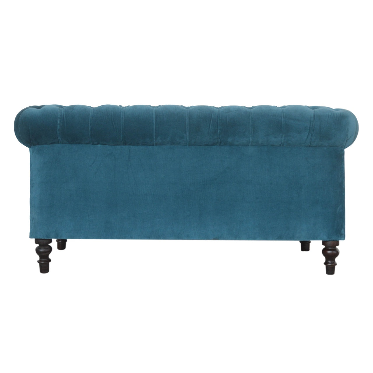 ARTISAN FURNITURE Teal Chesterfield 2-Seater Sofa | Velvet and Mango Wood