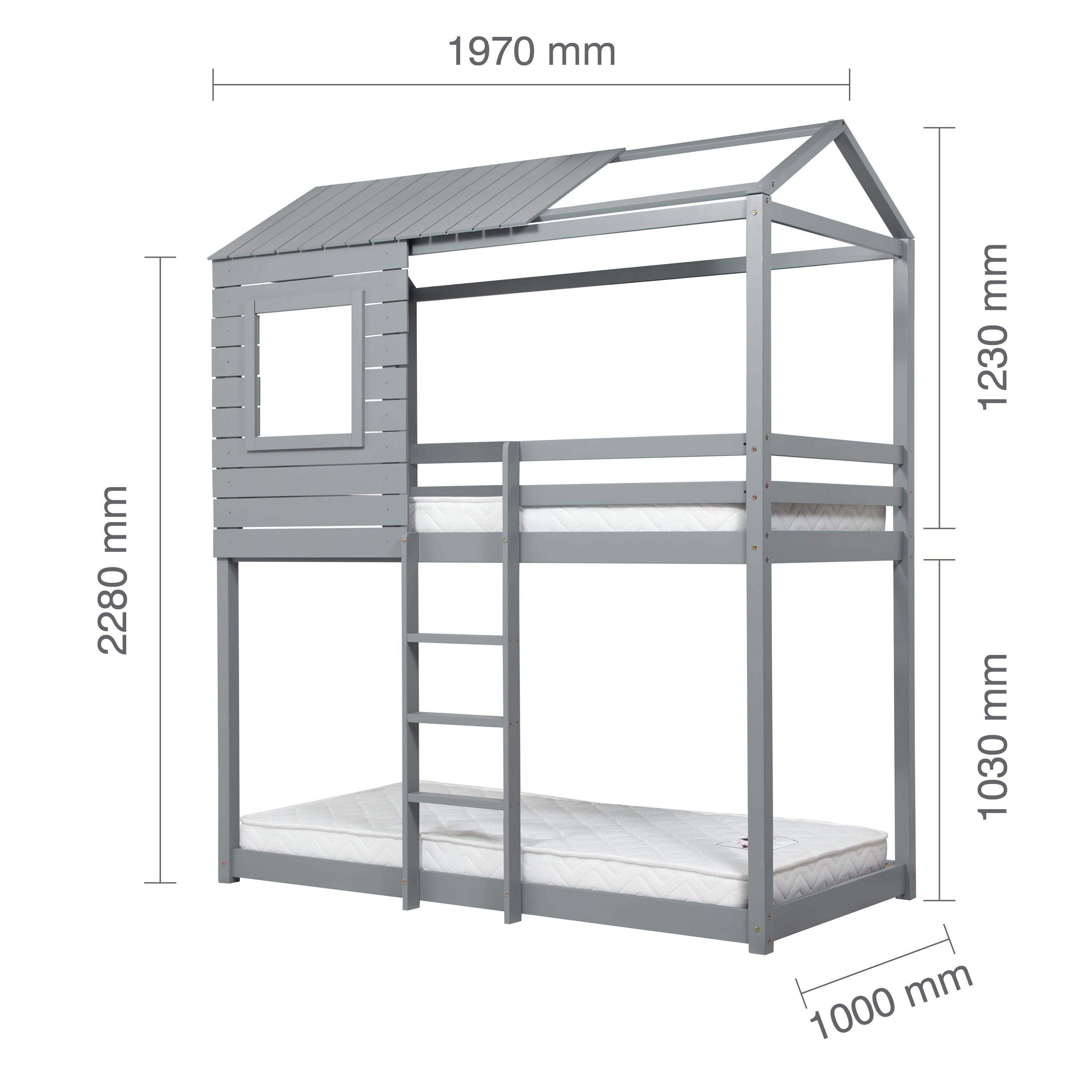 BIRLEA Adventure SINGLE Bunk Bed in 100% Pine