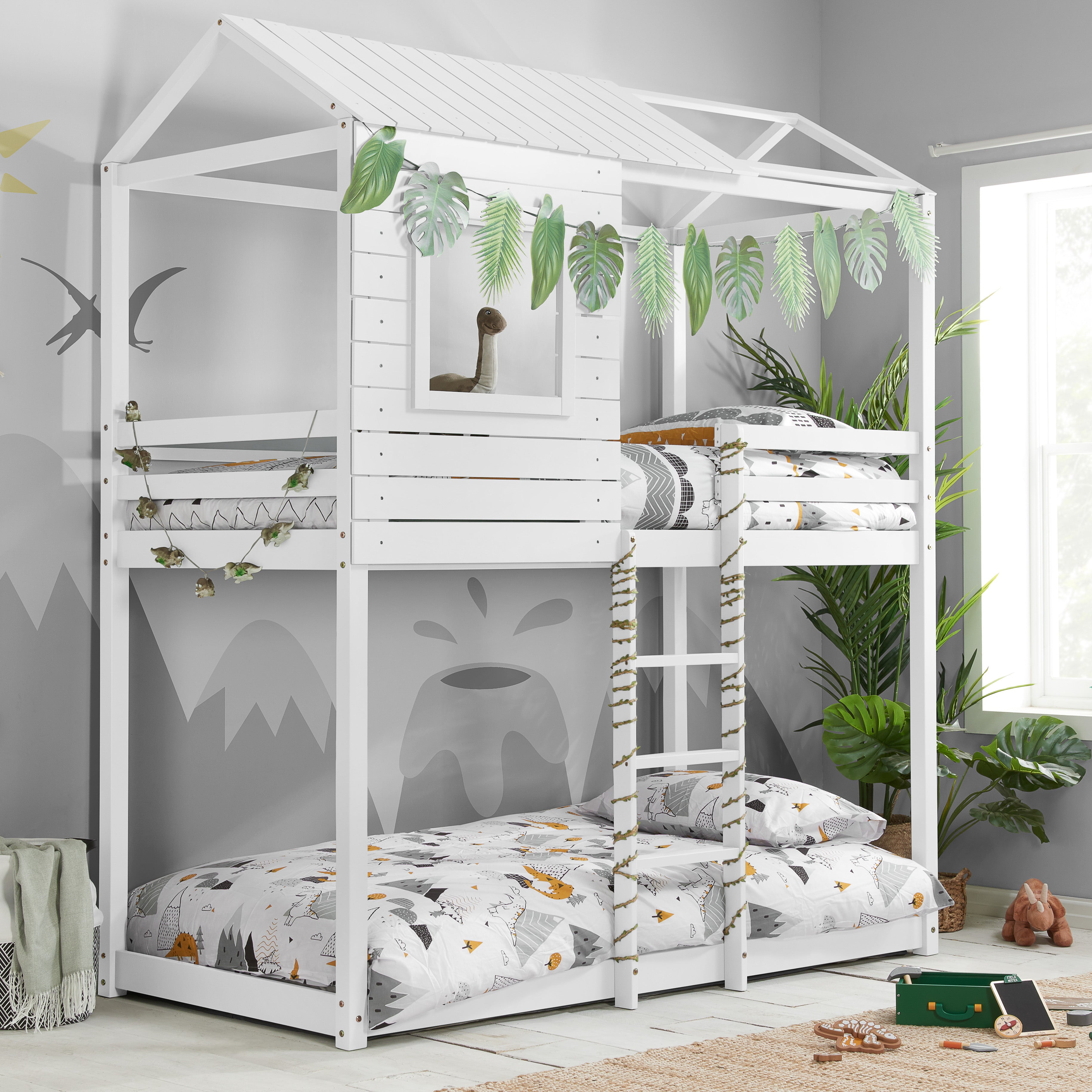 BIRLEA Adventure SINGLE White Bunk Bed in 100% Pine
