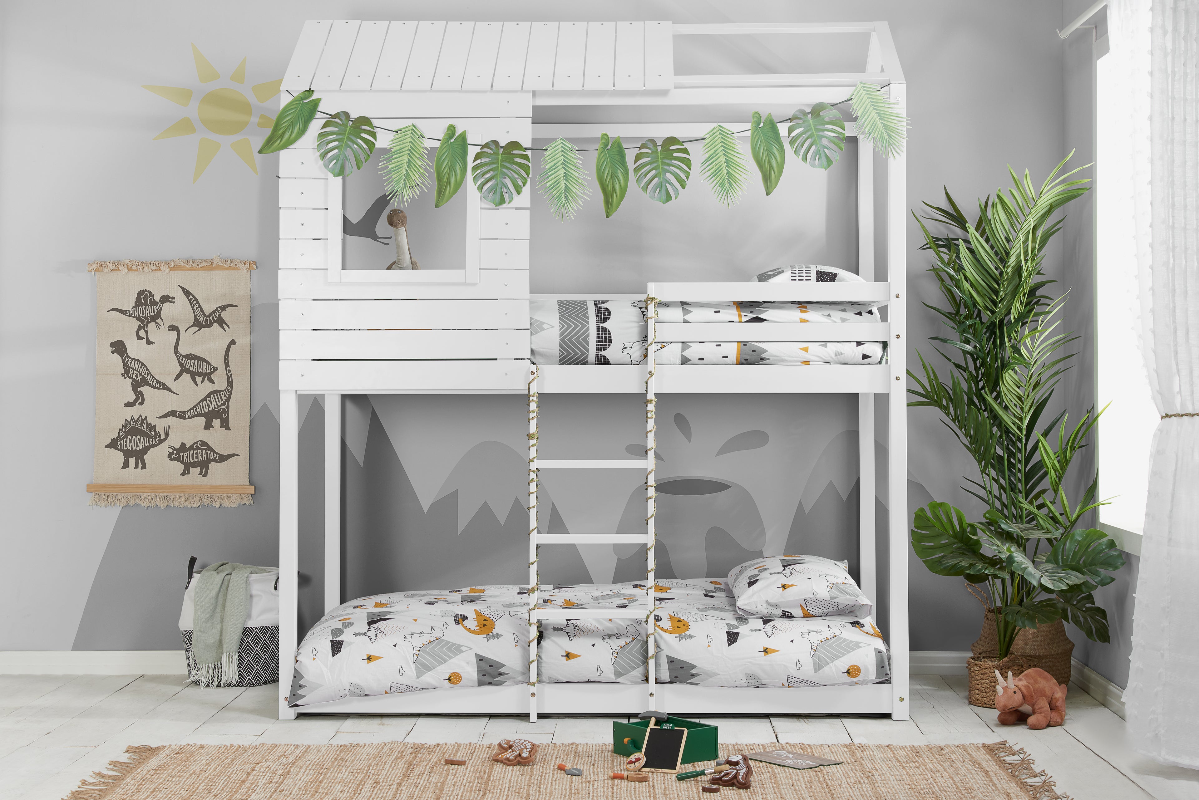 BIRLEA Adventure SINGLE White Bunk Bed in 100% Pine