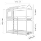 BIRLEA Adventure SINGLE White Bunk Bed in 100% Pine