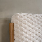 BIRLEA Hatti DOUBLE Bed in White Faux Fur and Natural Wood