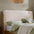 BIRLEA Hatti DOUBLE Bed in White Faux Fur and Natural Wood