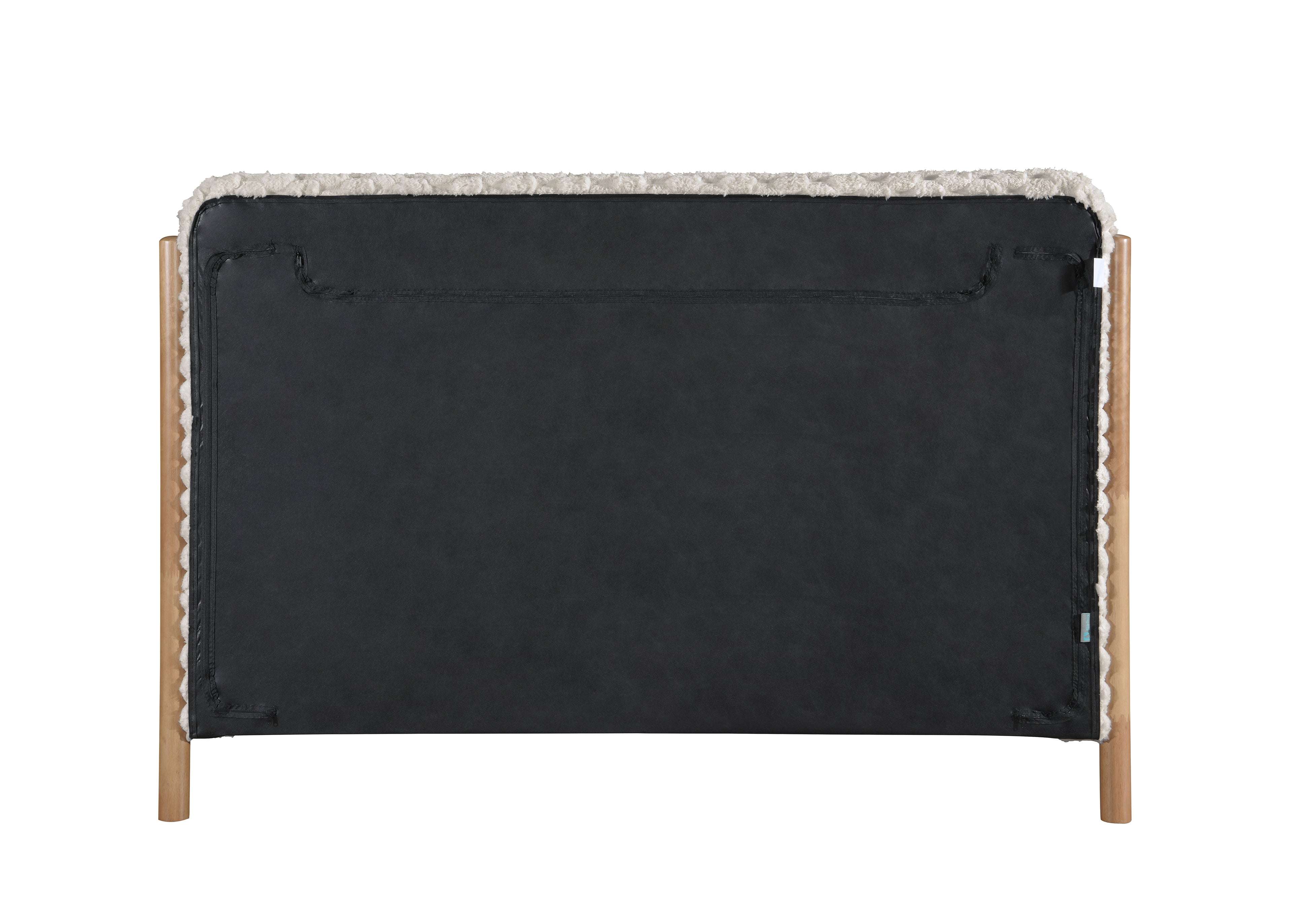 BIRLEA Hatti DOUBLE Bed in White Faux Fur and Natural Wood
