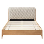 BIRLEA Hatti DOUBLE Bed in White Faux Fur and Natural Wood