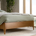 BIRLEA Hatti DOUBLE Bed in White Faux Fur and Natural Wood