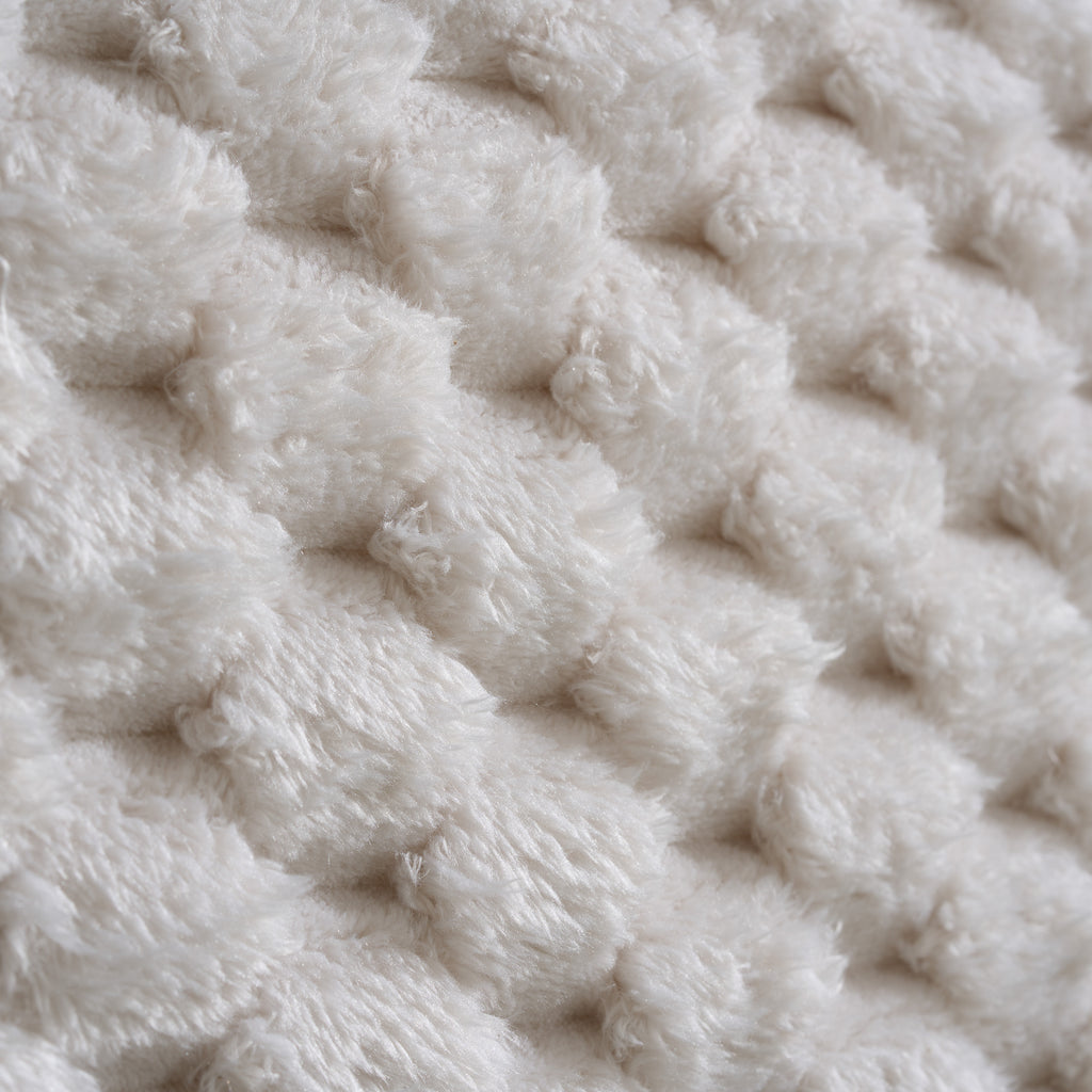 BIRLEA Hatti DOUBLE Bed in White Faux Fur and Natural Wood