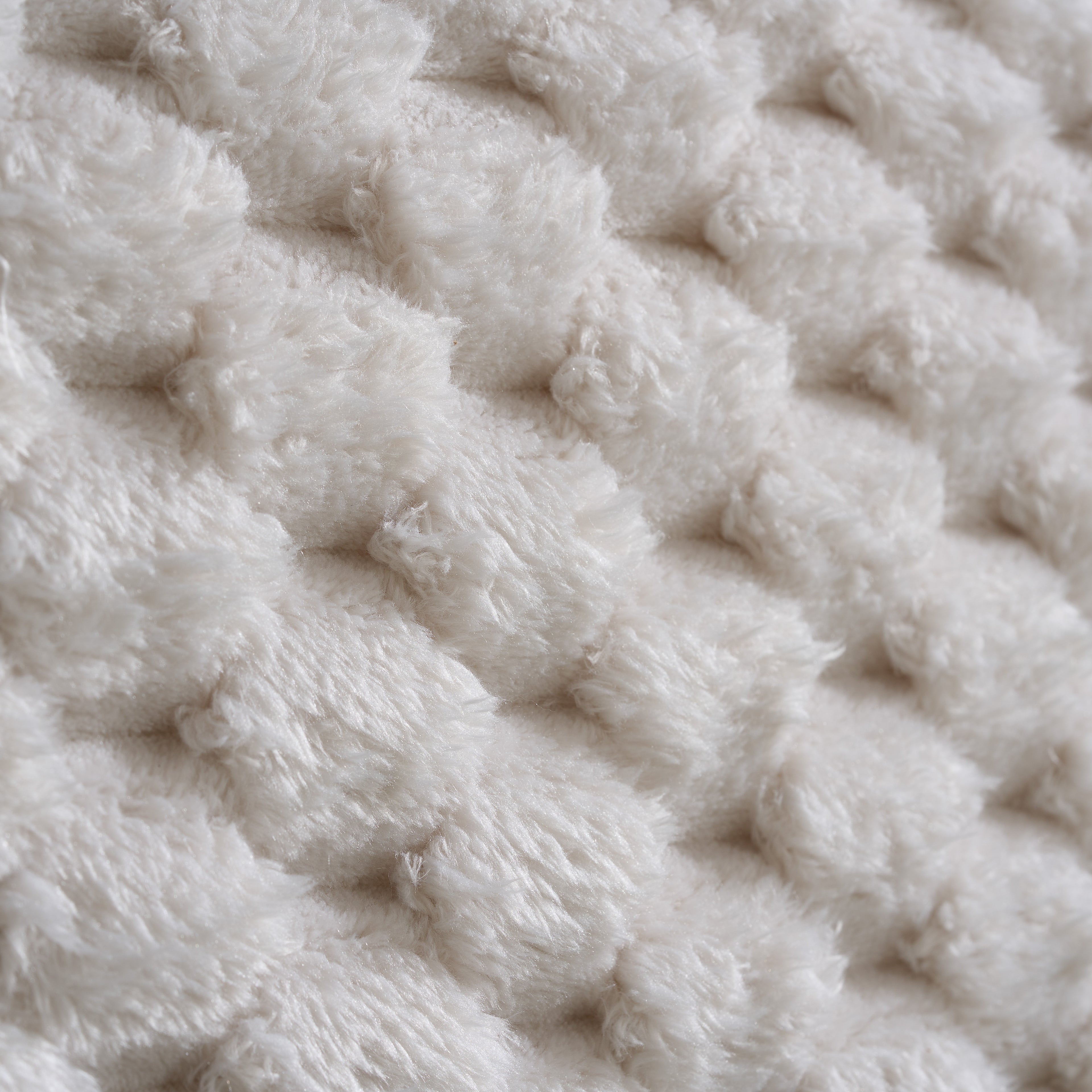 BIRLEA Hatti DOUBLE Bed in White Faux Fur and Natural Wood