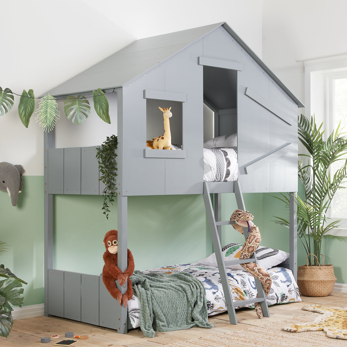 BIRLEA Safari Grey Bunk Bed in 100% Pine
