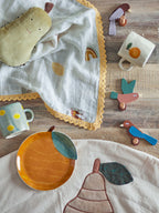BLOOMINGVILLE Agnes Plate, Orange, Stoneware, Set of 6, Ø 16 cm