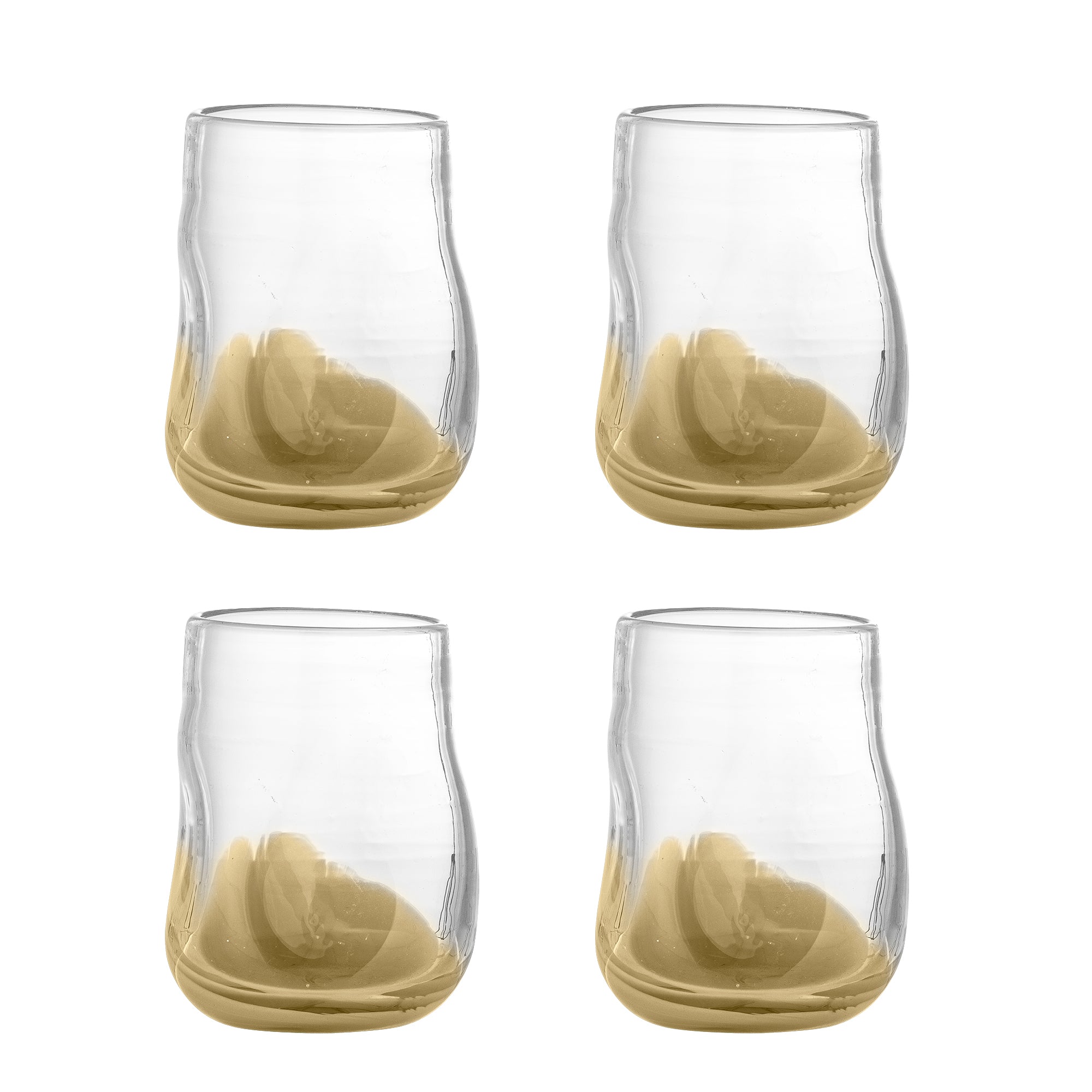 BLOOMINGVILLE Ballard Mouthblown Handmade Drinking Glass/Tumbler, Gold, Set of 4