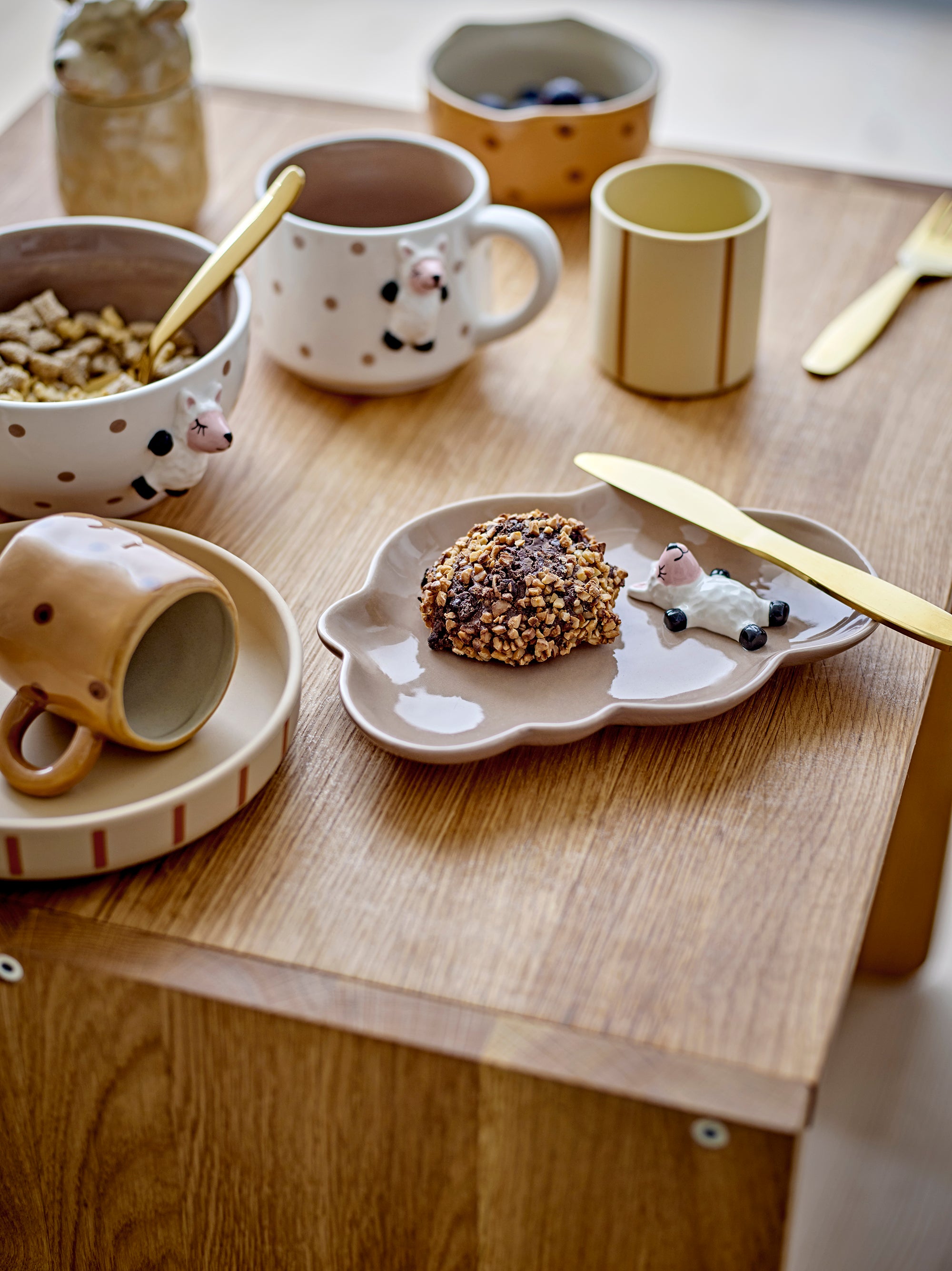 BLOOMINGVILLE MINI Dolly Children's Plate, Brown, Stoneware, 20 x 2.5 x 14 cm