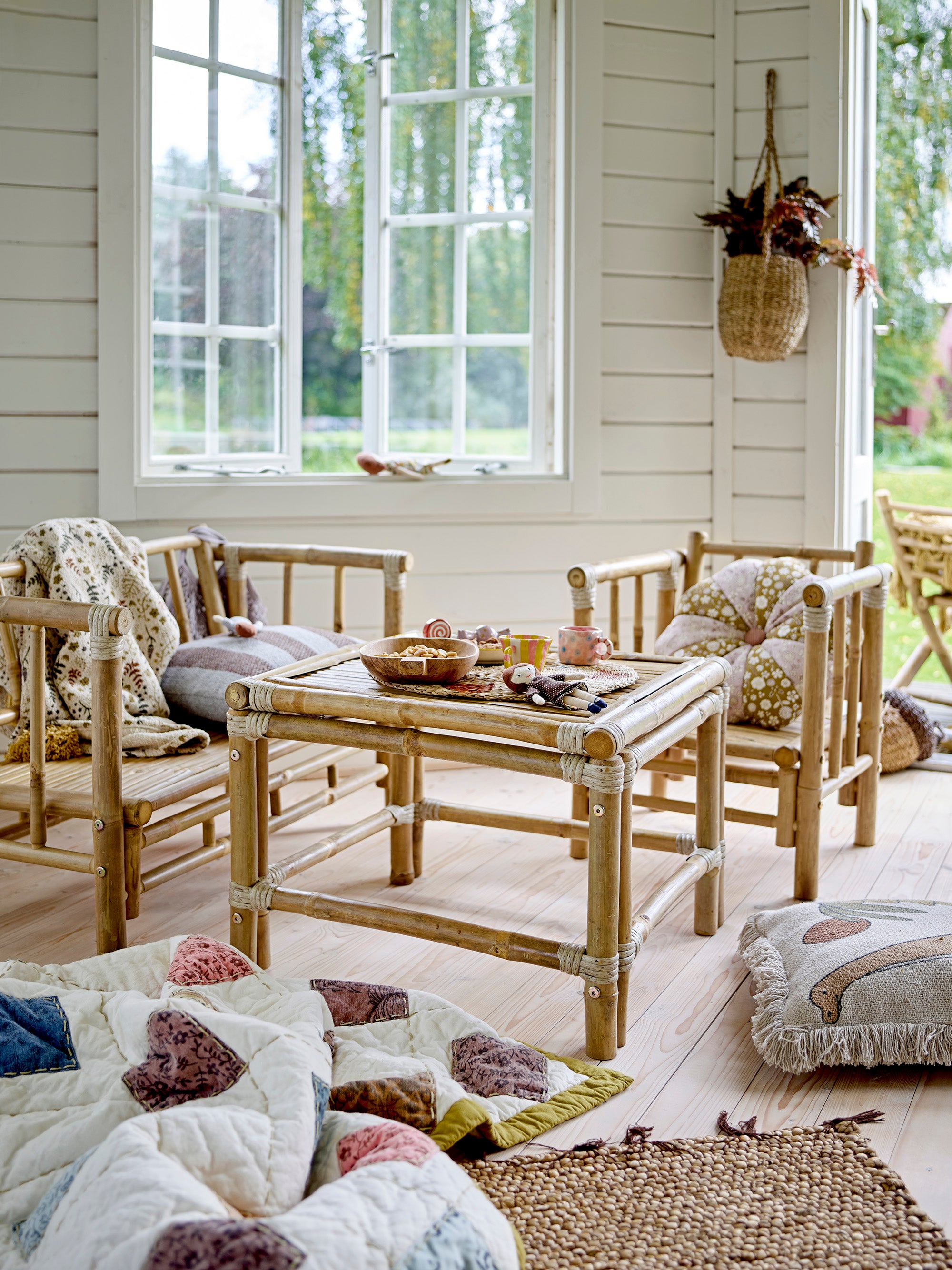 BLOOMINGVILLE MINI Mini Sole Indoor/Outdoor Children's Sofa, Nature, 100% Bamboo, 89 x 55 x 45 cm