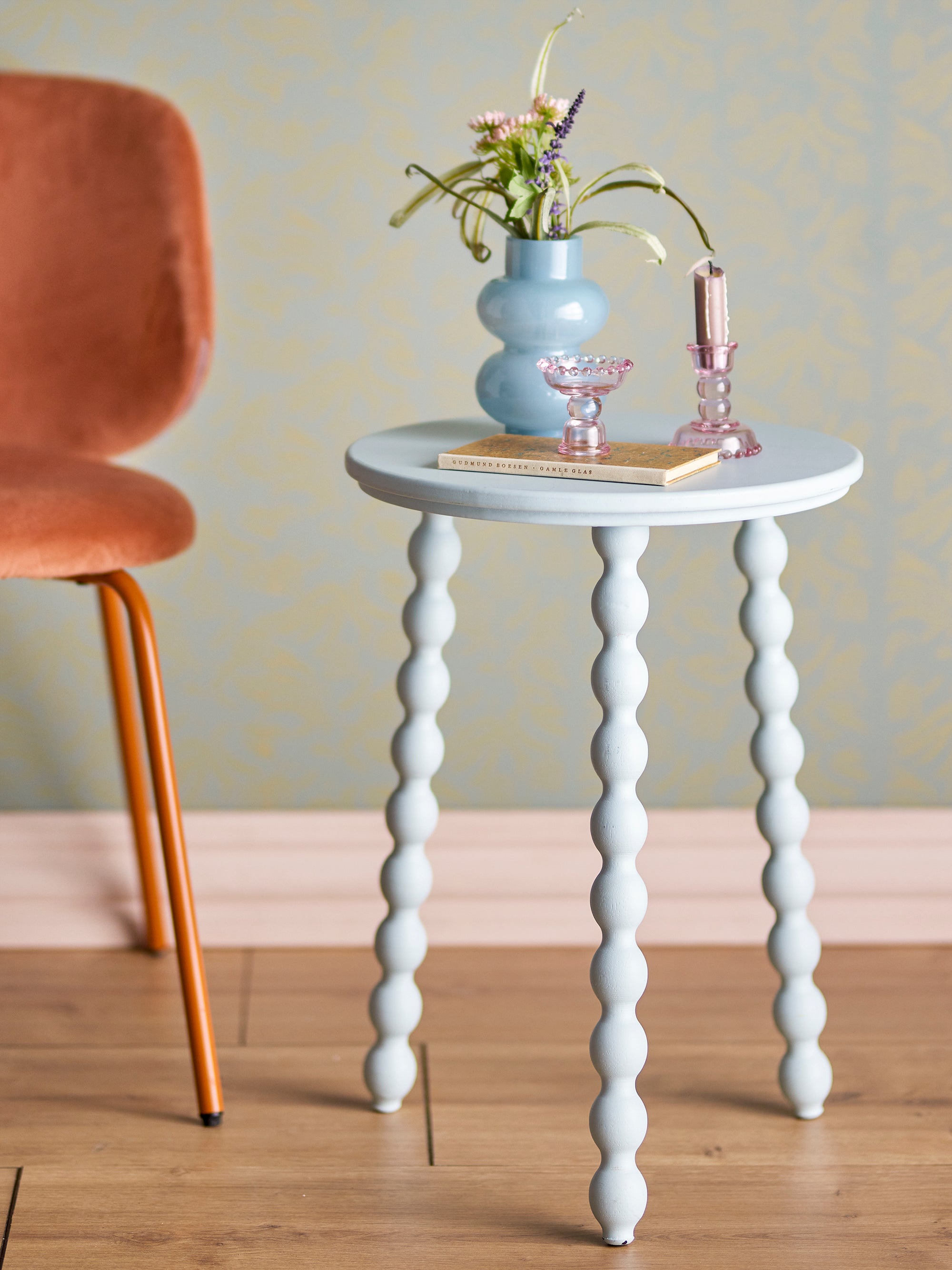 BLOOMINGVILLE Salino Side Table in Blue, Pine, Ø 41 x 53,5 cm
