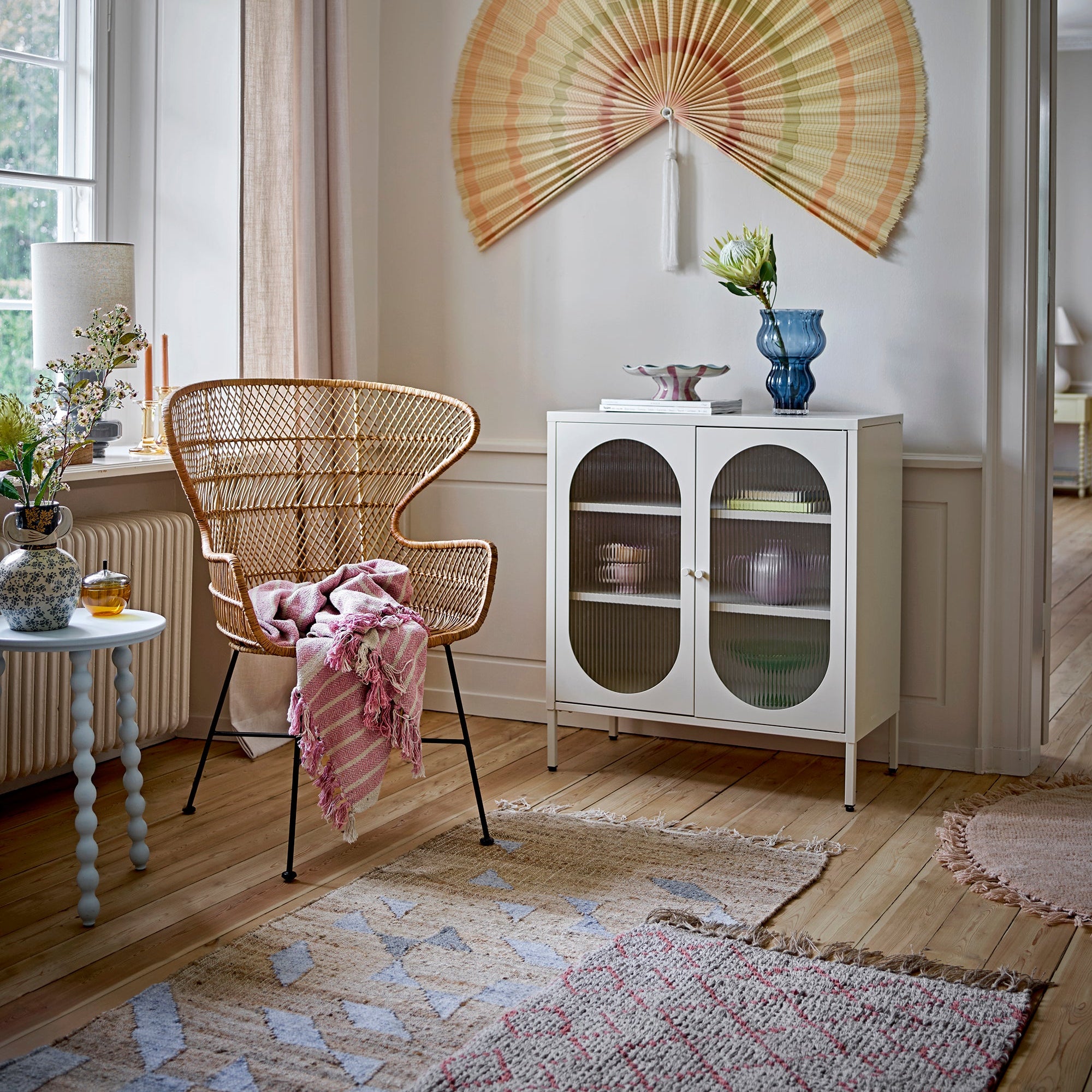 BLOOMINGVILLE Salino Side Table in Blue, Pine, Ø 41 x 53,5 cm