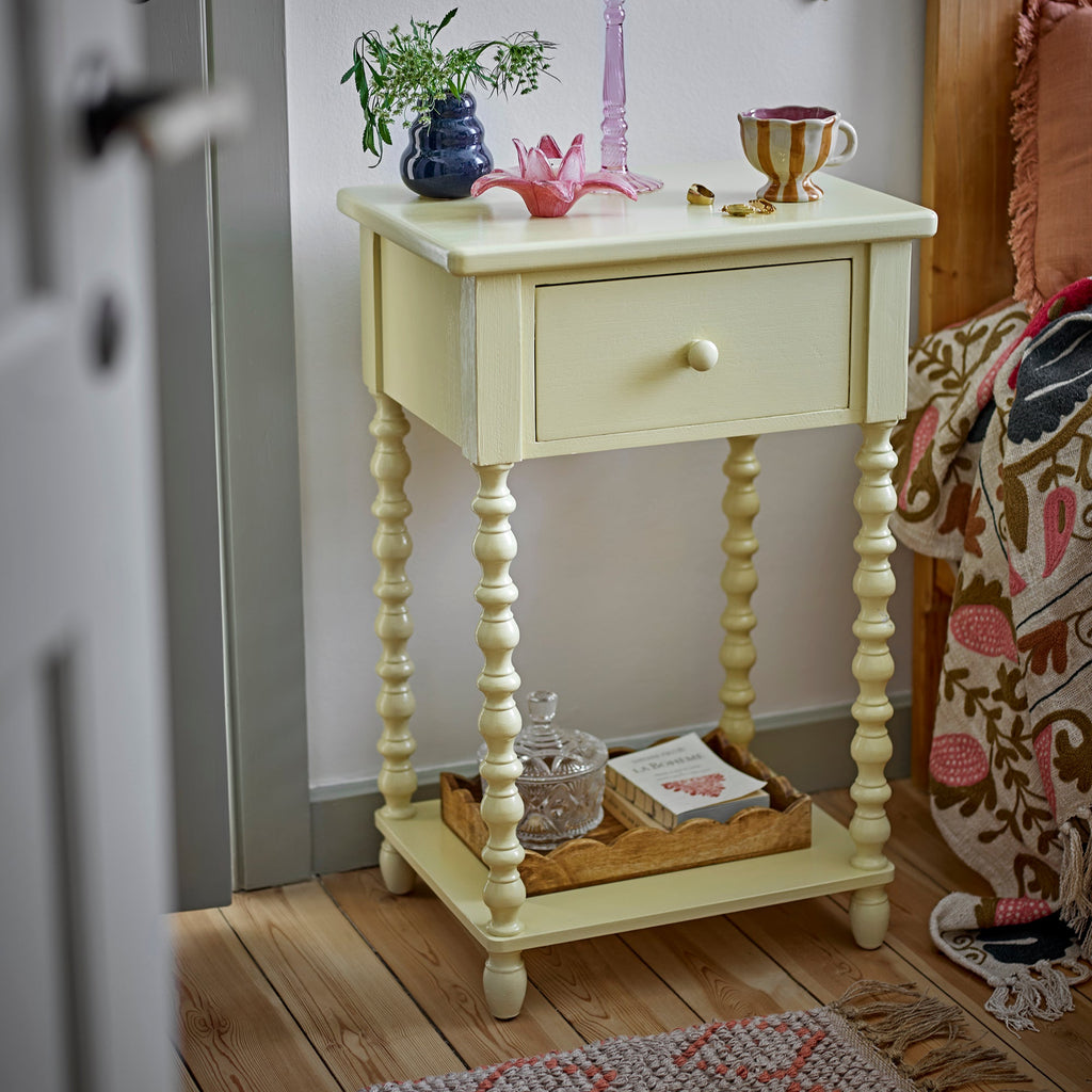 BLOOMINGVILLE Salino Side Table in Yellow, Firwood, 36 x 70 x 33 cm
