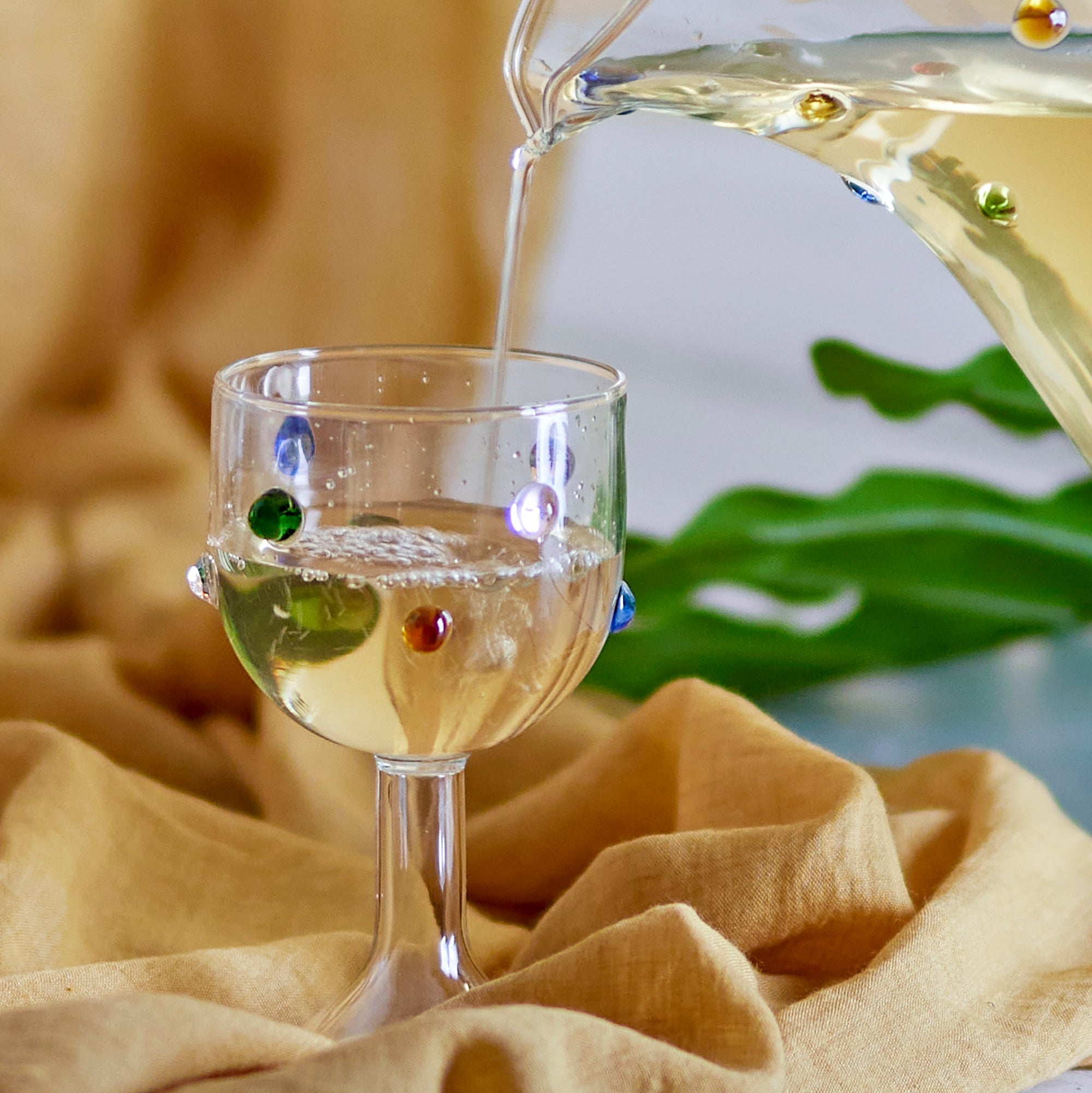 BLOOMINGVILLE Thalia Handcrafted Mouthblown Wine Glass, Set of 4