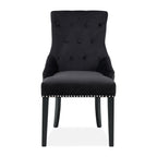 DERRYS Black Studded Lion Dining Chair With Statement Silver Lion Appliqué