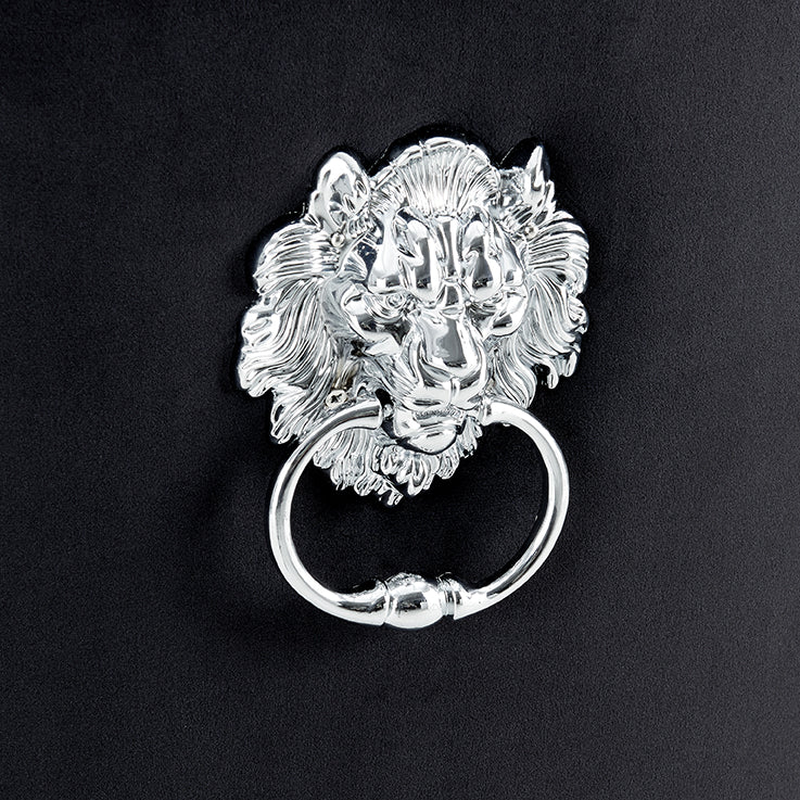 DERRYS Black Studded Lion Dining Chair With Statement Silver Lion Appliqué