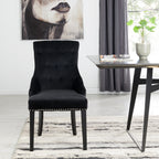 DERRYS Black Studded Lion Dining Chair With Statement Silver Lion Appliqué