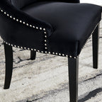 DERRYS Black Studded Lion Dining Chair With Statement Silver Lion Appliqué