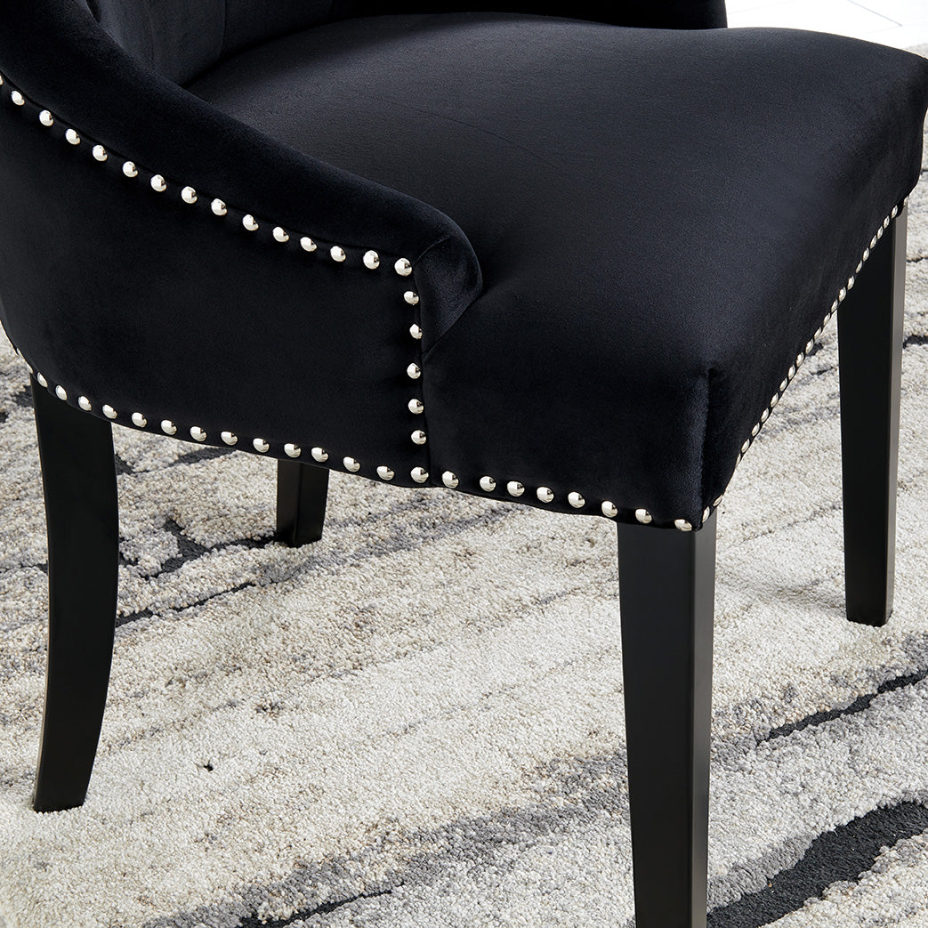 DERRYS Black Studded Lion Dining Chair With Statement Silver Lion Appliqué