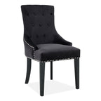 DERRYS Black Studded Lion Dining Chair With Statement Silver Lion Appliqué
