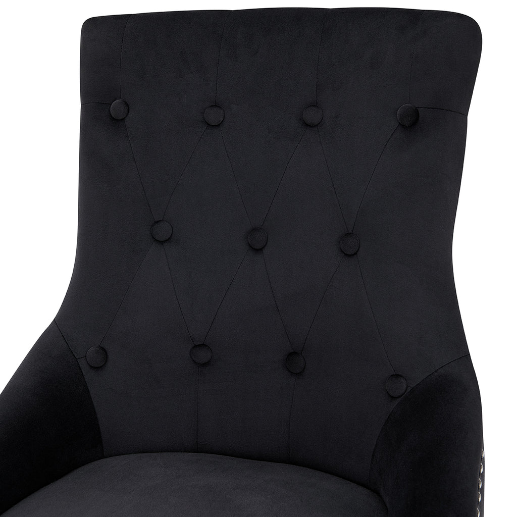 DERRYS Black Studded Lion Dining Chair With Statement Silver Lion Appliqué
