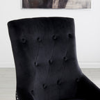 DERRYS Black Studded Lion Dining Chair With Statement Silver Lion Appliqué