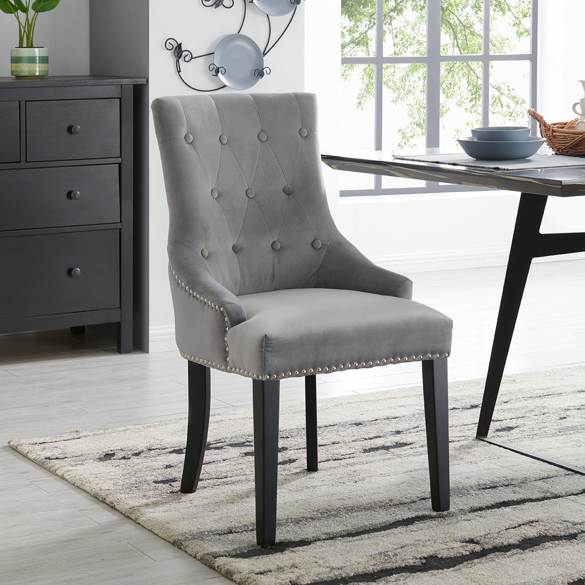 DERRYS Silver Lion Dining Chair With Statement Silver Lion Appliqué