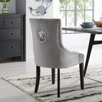 DERRYS Silver Lion Dining Chair With Statement Silver Lion Appliqué