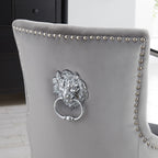 DERRYS Silver Lion Dining Chair With Statement Silver Lion Appliqué