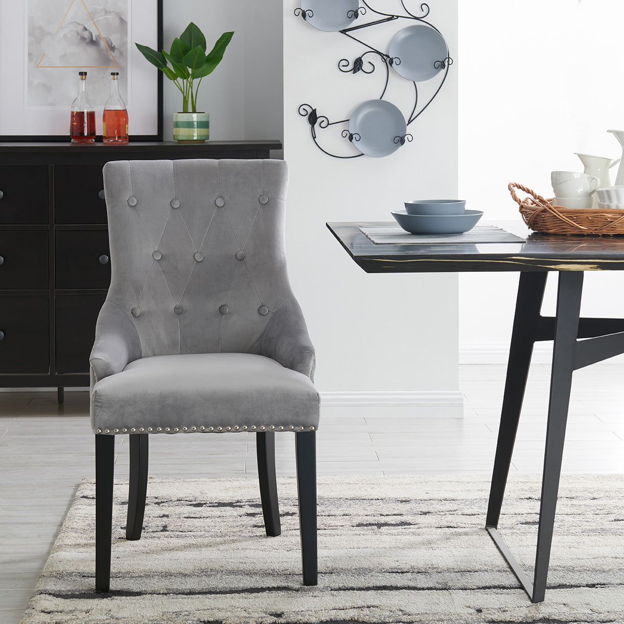 DERRYS Silver Lion Dining Chair With Statement Silver Lion Appliqué