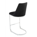 DERRYS Wilton Bar Stool in Quilted Black Velvet and Polished Chrome, Set of 3