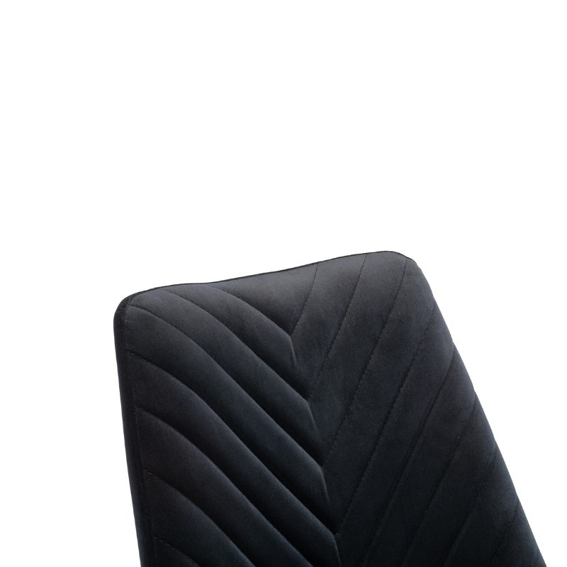 DERRYS Wilton Bar Stool in Quilted Black Velvet and Polished Chrome, Set of 3