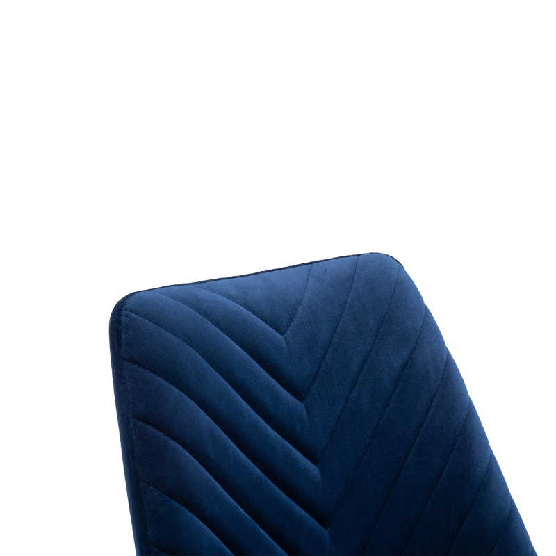 DERRYS Wilton Bar Stool in Quilted Navy Velvet and Polished Chrome, Set of 3