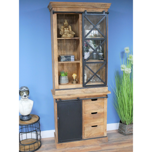 DUTCH IMPORTS & DAUGHTERS Industrial Dresser Unit and Display Cabinet in Mango Wood
