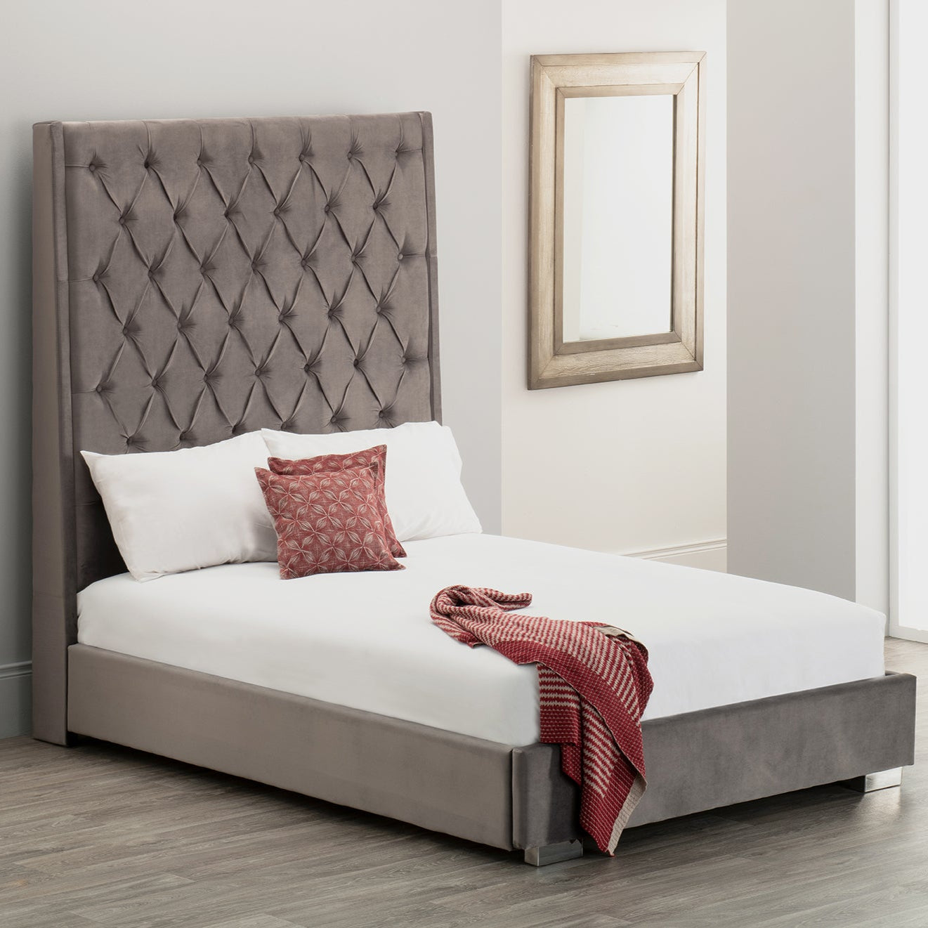DERRYS Nevada Upholstered Quilted SUPER KING SIZE Bed Frame in Slate Grey - Regina Luxury Interiors