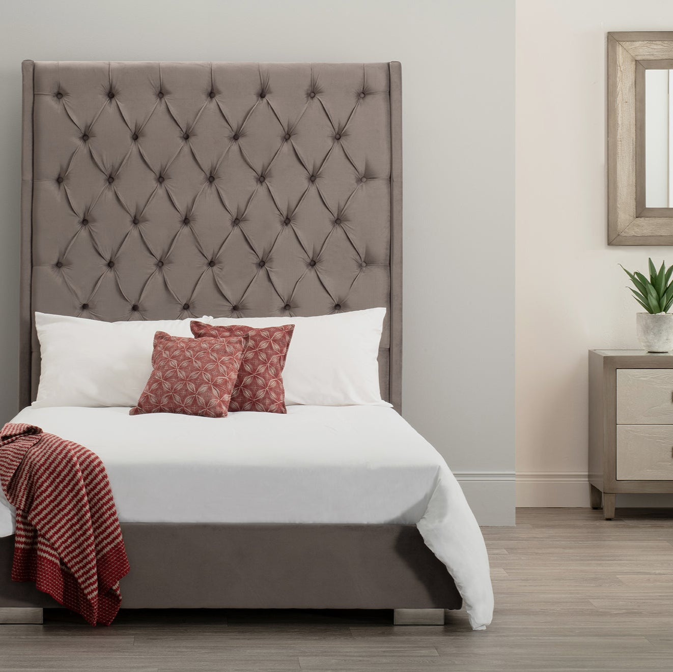 DERRYS Nevada Upholstered Quilted SUPER KING SIZE Bed Frame in Slate Grey - Regina Luxury Interiors