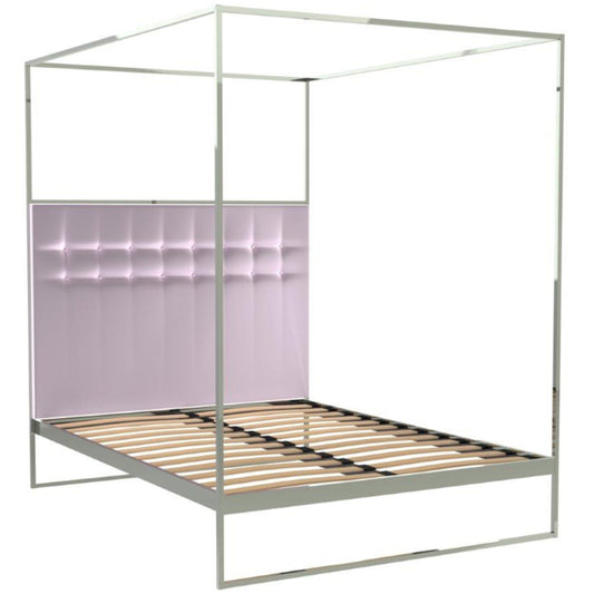 Federico KING-SIZE Canopy Bed Frame in Blush Pink Velvet 118-733