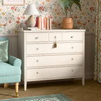 LAURA ASHLEY Annaside 3+3 Solid Poplar Chest of Drawers in Antique White, 104 x 113 cm - Regina Luxury Interiors