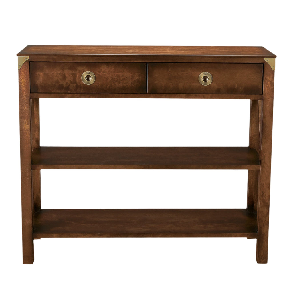 LAURA ASHLEY Balmoral 2-Drawer Dark Chestnut Console Table in Birch, 100 x 35 cm - Regina Luxury Interiors
