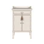 LAURA ASHLEY Annaside 2-Door 1-Drawer Solid Poplar Bedside Cabinet in Antique White, 74 x 48 cm - Regina Luxury Interiors