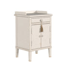 LAURA ASHLEY Annaside 2-Door 1-Drawer Solid Poplar Bedside Cabinet in Antique White, 74 x 48 cm - Regina Luxury Interiors