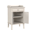 LAURA ASHLEY Annaside 2-Door 1-Drawer Solid Poplar Bedside Cabinet in Antique White, 74 x 48 cm - Regina Luxury Interiors